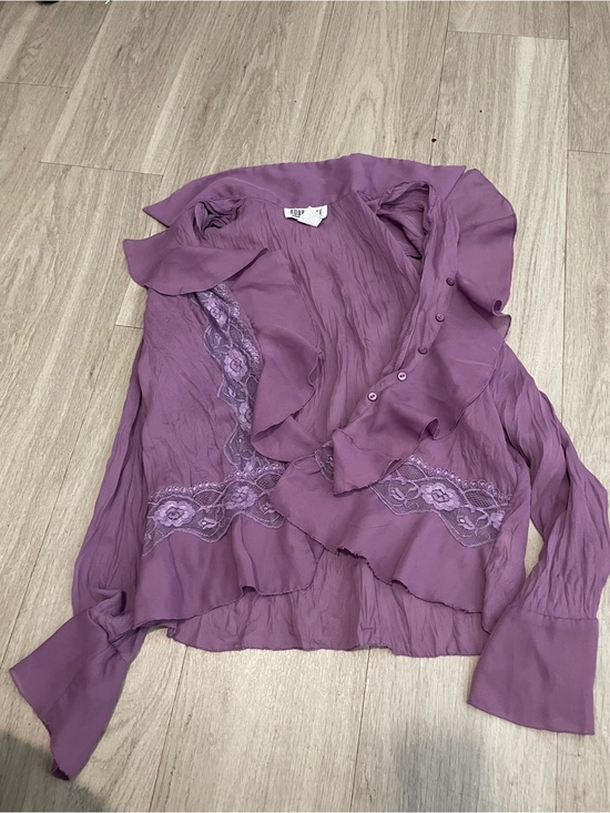 Robbie Bee Tops - Robbie Bee Lavender Ruffle Lace-Trim Blouse